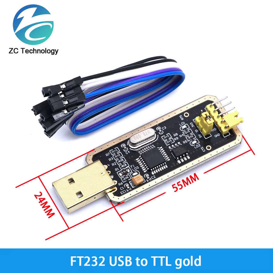 FTDI FT232RL USB zu TTL Serieller Adapter Modul mit USB-C Anschluss in Rot für Arduino - Bild 2
