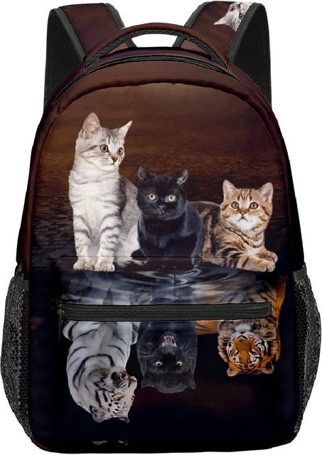 Fancy Style Studio Rucksack mit Katzenmuster für Jungen und Mädchen, wasserdicht und 3D-Druck, mehrfarbig - Bild 1