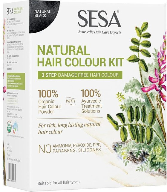 Sesa Haarfärbe-Set Schwarzes Haar, 3-Schritte, Ayurvedische Bio-Farbe - Bild 1