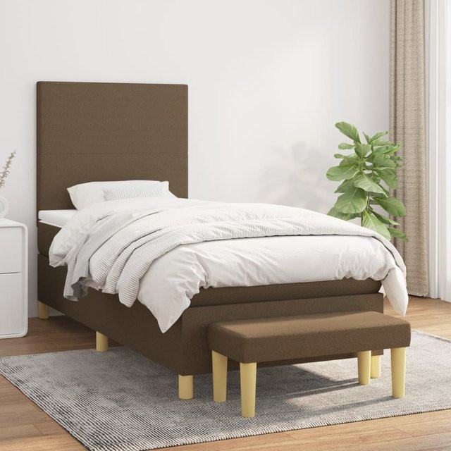 vidaXL Boxspringbett mit Matratze Braun Stoff B/T/H: 80 x 200 x 118 cm - Bild 2