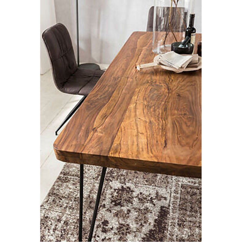 Wohnling Esstisch aus Sheesham Massivholz in Schwarz und Braun, rechteckig, B/T/H: 120 x 80 x 76 cm - Bild 3