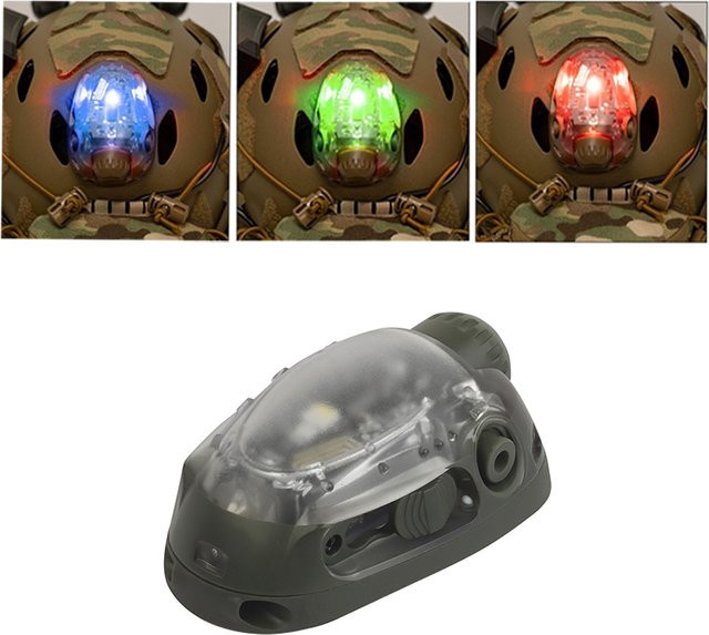 YTYIN Taktische LED Signal Lampe für Helm, Wasserdichtes RGB Kopflicht für Outdoor, Survival und Airsoft, Schwarz, Multicolor (Rot, Grün, Blau, Weiß) - Bild 1