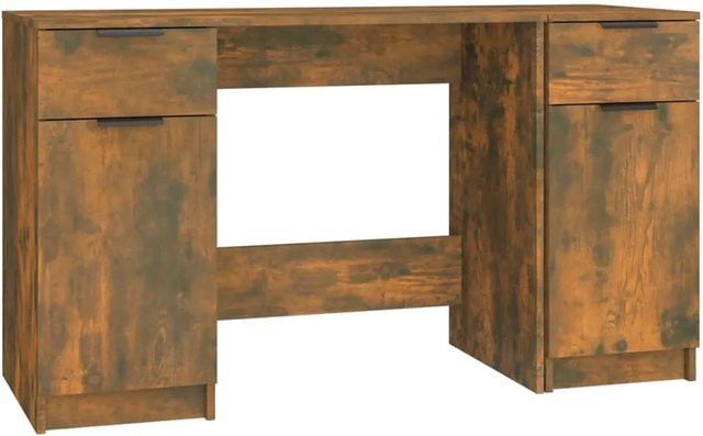 vidaXL Schreibtisch mit Beistellschrank aus Holzwerkstoff in Räuchereiche, Braun - Bild 1