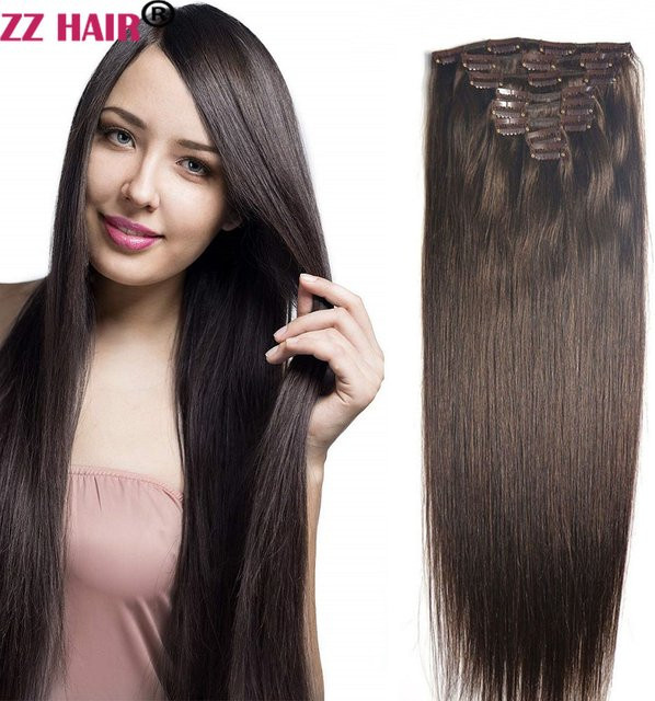 ZZHAIR Remy-Haarverlängerung, 8-teiliges Set, gerade, 100-120 g - Bild 1