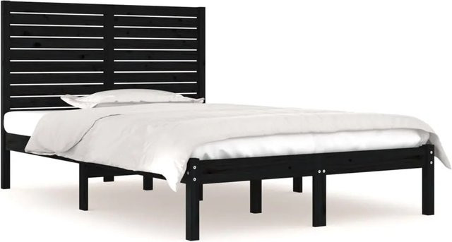 vidaXL Massivholzbett aus Kiefer in Schwarz, B/T/H: 140 x 190 cm - Bild 1