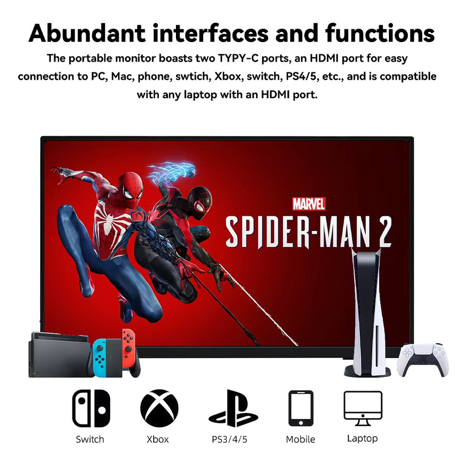 SOYO Tragbarer Monitor 18,5 Zoll Externer Bildschirm in Schwarz für Laptop, Gaming und Büro, Modell SY18FN100 - Bild 4