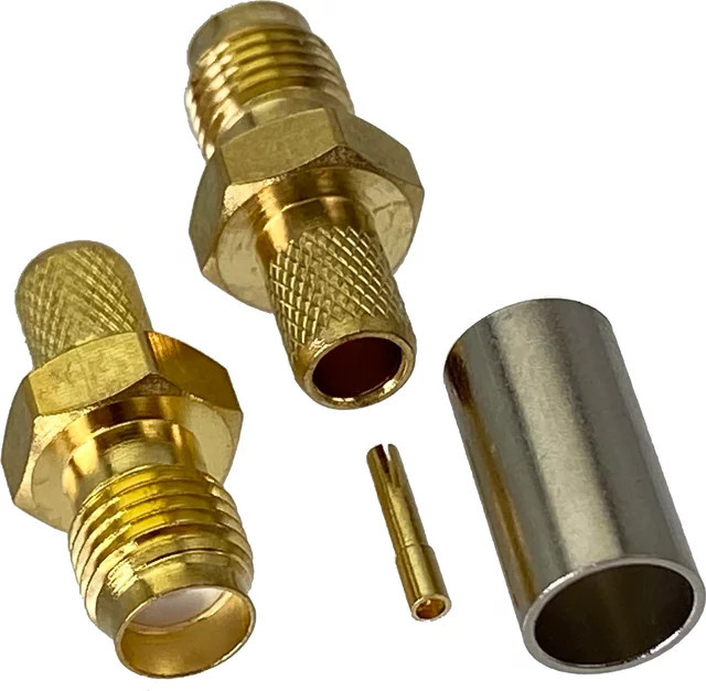 10 Stück SMA-Buchse Stecker Gold Crimp-Verbindung für RG58 RG142 LMR195 RG400 Kabel gerade Drahtklemmen - Bild 1