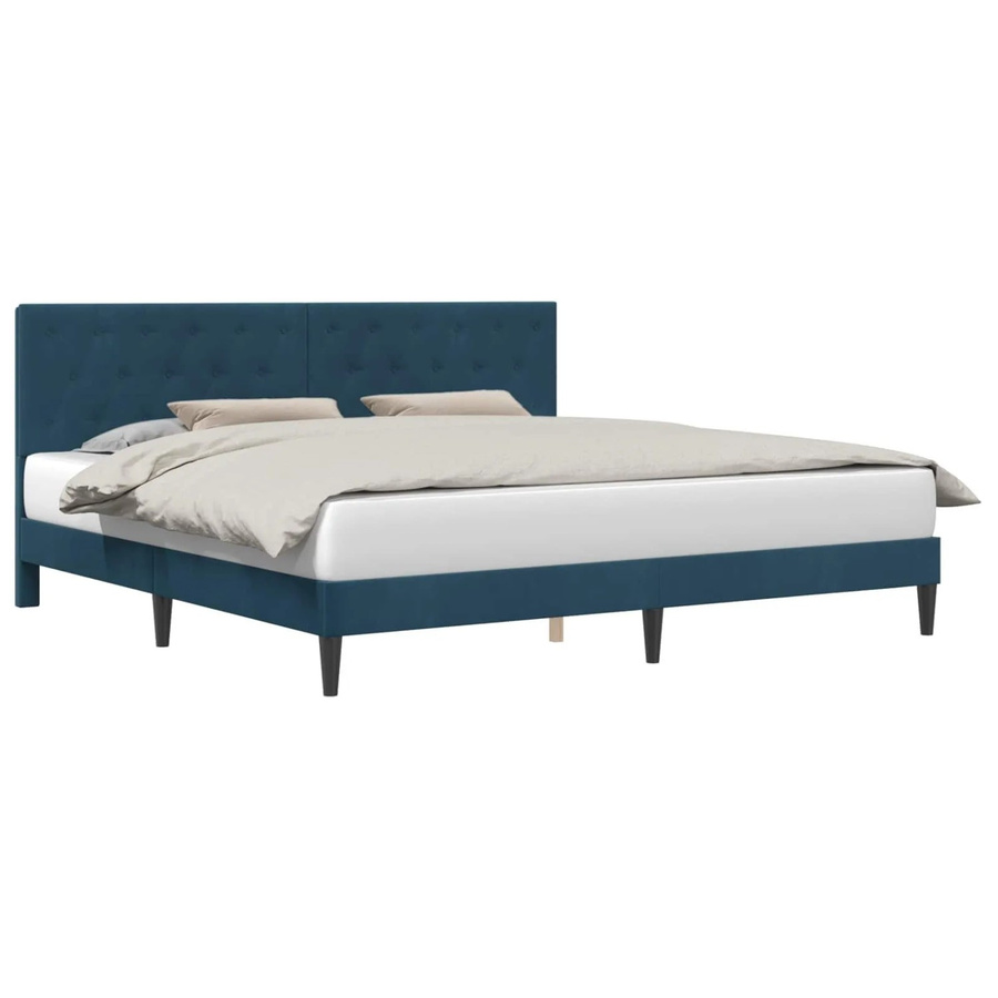 vidaXL Bettrahmen mit Kopfteil aus Samt in Blau, B/T/H: 180 x 200 x 184 cm - Bild 2