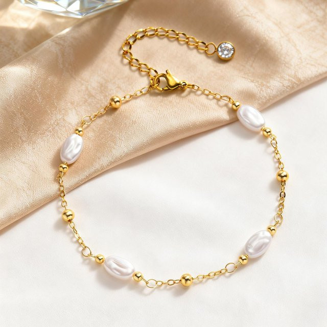 Meaeguet Fußkettchen, Perle, Gold, Damen - Bild 1