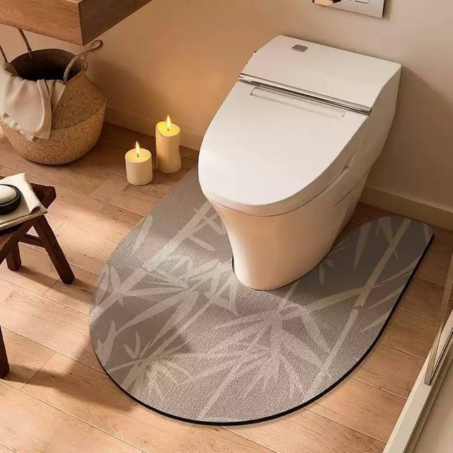 VIKAMA U-förmige Toiletten-Bodenmatte in Grau, rutschfest und schnell trocknend - Bild 1