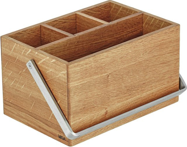 VEGA Tisch-Besteckbehälter Esino mit Griff in Eiche, Braun, B/T/H: 14,4 x 21,2 x 12 cm - Bild 1