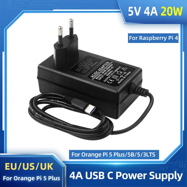 Orange Pi Netzteil 20W USB Typ C Ladegerät 5V 4A in Schwarz - Bild 1