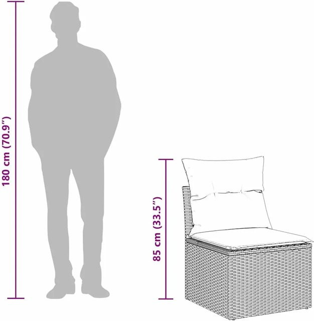 vidaXL Garten-Sofa-Set aus Poly-Rattan in Beige, 6-teilig mit Kissen und Tisch - Bild 1