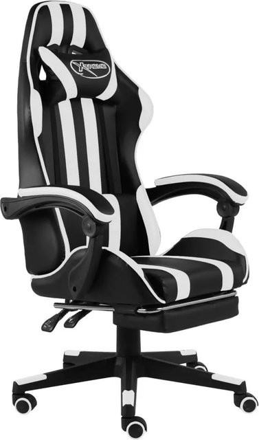 vidaXL Gaming-Stuhl mit Fußstütze in Schwarz und Weiß aus Kunstleder - Bild 1