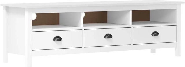 vidaXL TV-Schrank Hill in Weiß aus massivem Kiefernholz im Retro-Design B/T/H: 158 x 40 x 47 cm - Bild 1