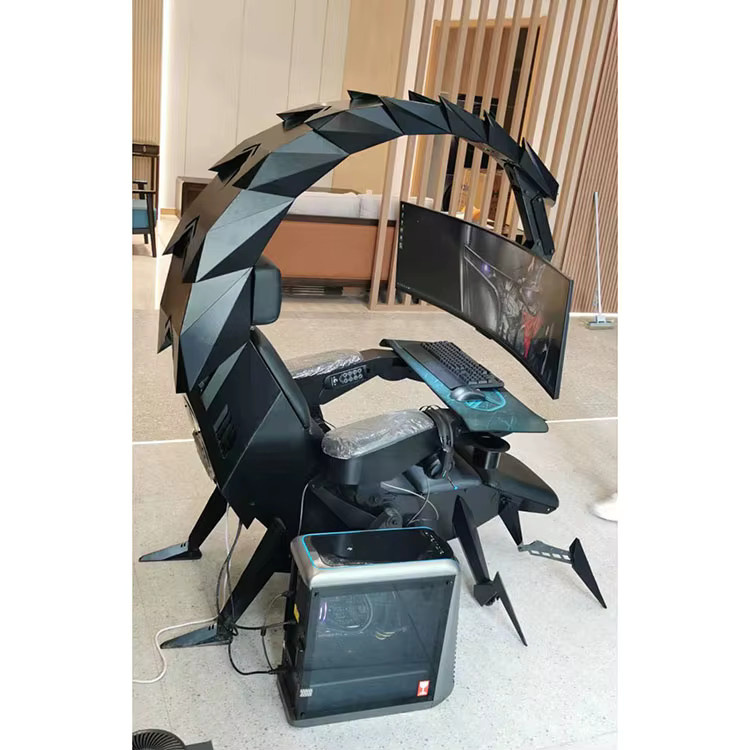 Cluvens Scorpion Chair Ergonomischer Zero Gravity Gaming-Stuhl mit Cockpit für 3 bis 5 Monitore in Schwarz - Bild 4