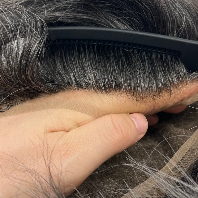 HRF Toupee Echthaar-Ersatzsystem aus französischer Spitze, Herren - Bild 1