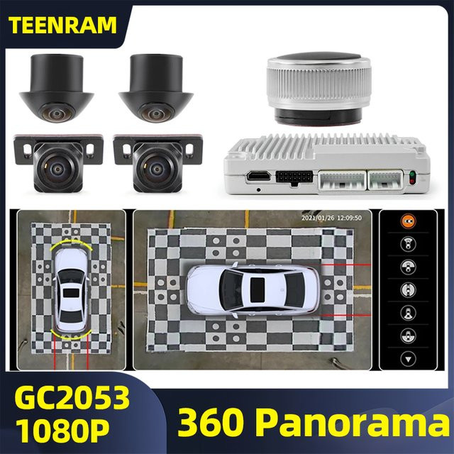 TEENRAM 360-Grad-Überwachungskamera mit 1080P Auflösung und Rundumansicht in Schwarz - Bild 1