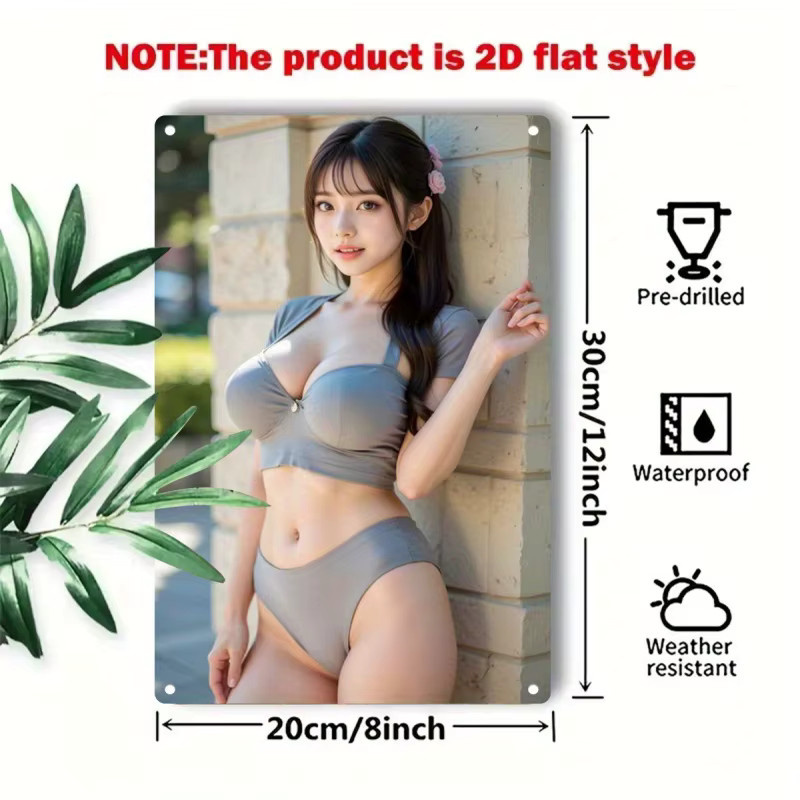HELLOYOUNG Anime-Wanddekoration aus Metall im Vintage-Stil, rechteckiges Eisenschild in Multicolour, Breite: 30,0 cm, Höhe: 20,0 cm - Bild 3