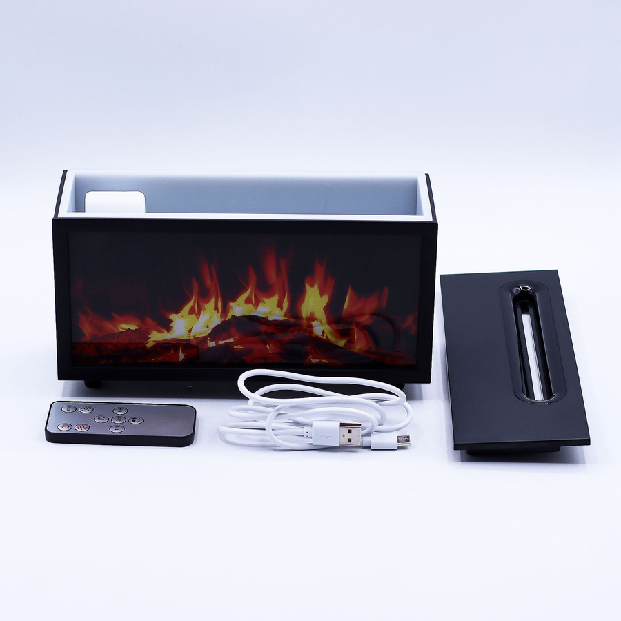 SHAMTAM Ultraschall-Diffusor mit Flammen-Effekt und Vogelgesang, USB-Betrieb, Schwarz - Bild 6