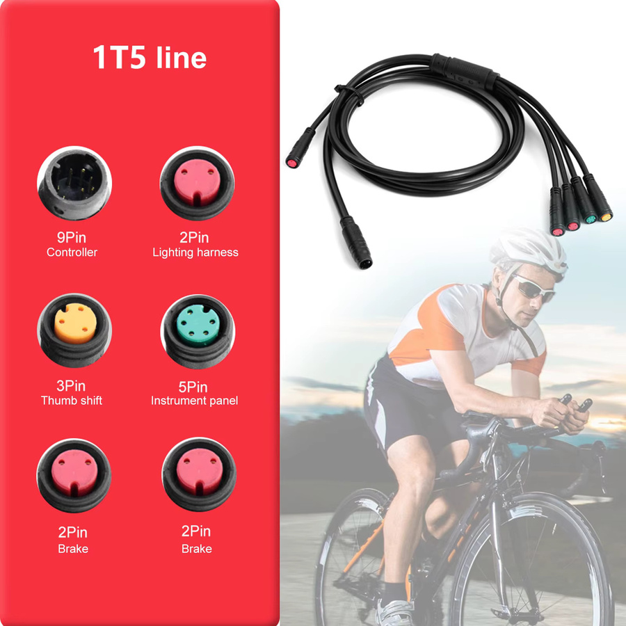 VODOOL 1T5 9-Pin Wasserdichtes E-Bike-Controller-Hauptkabel 1500mm als Gaszugadapter Ersatzteil für KT-Controller in Schwarz - Bild 4