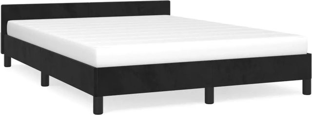 vidaXL Bettgestell mit Kopfteil aus Samt in Schwarz, B/T/H: 140 x 200 x 143 cm - Bild 1