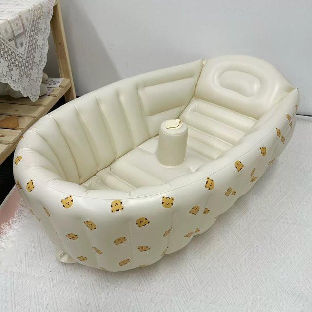 Binchi Outdoor Product Faltbare Babybadewanne Bär Aufblasbare Kinderbadewanne aus PVC in Weiß B/T/H: 90 x 55 x 36 cm - Bild 1