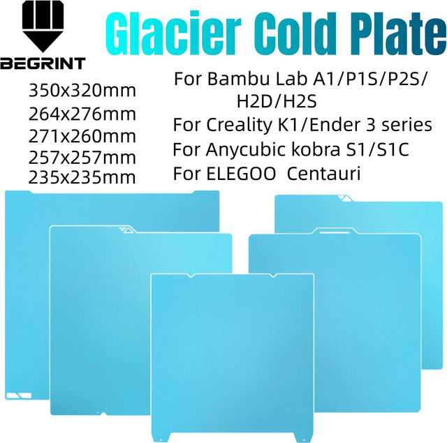 Bambulab Kalte Platte für Bambu Lab X1C A1 P2S P1S sowie Creality K1C Ender 3 und Anycubic Kobra S1 sowie Elegoo Centauri für PLA und PETG - Bild 1