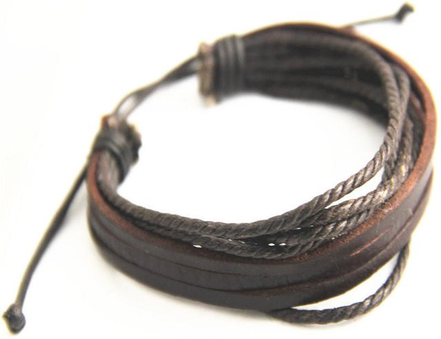 KaiTingu Jewelry Lederarmband, mehrschichtig, schwarz, Herren - Bild 1