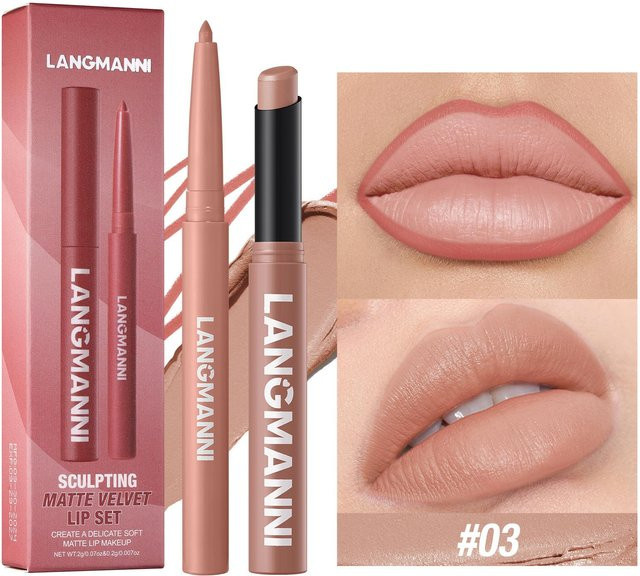 Beauty Every Day Lipliner & Lippenstift Set, Helle Beige, Matt, 2 Stück - Bild 1