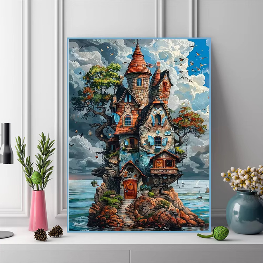 Momoart Diamantmalerei DIY Haus Landschaft Abstrakt Wanddekoration Multicolour B/H: 30,0 x 20,0 cm - Bild 3