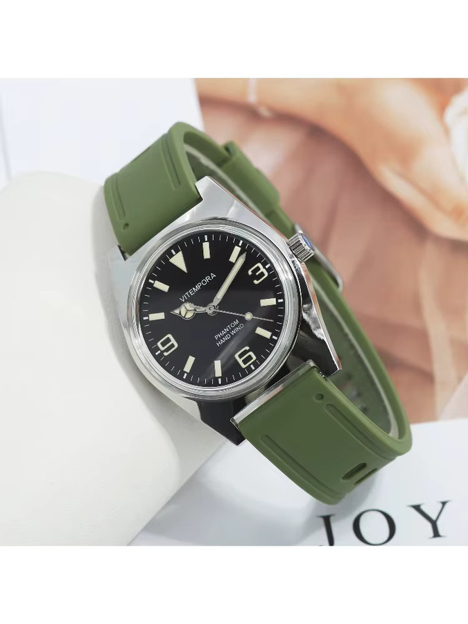 HEIMDALLR Armbanduhr, Handaufzug, 36 mm, Silikon, Schwarz, Herren - Bild 4