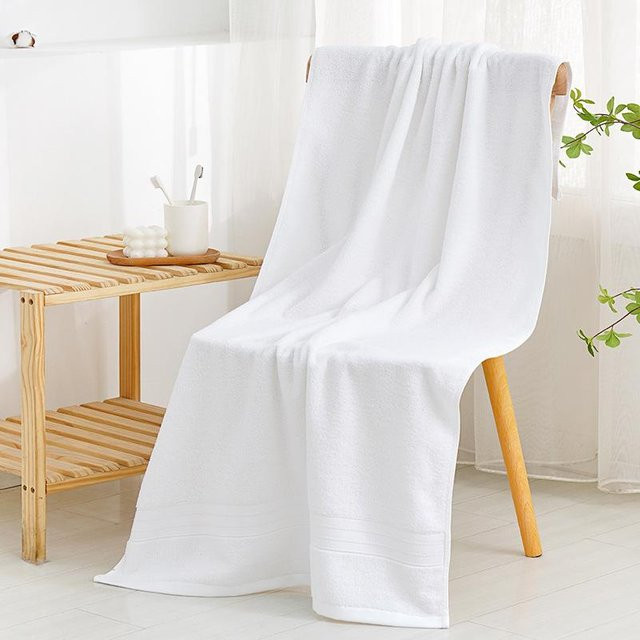 Yiran Furniture Badetuch aus reiner Baumwolle für Erwachsene, Weiß, B/L: 70 x 140 cm - Bild 1