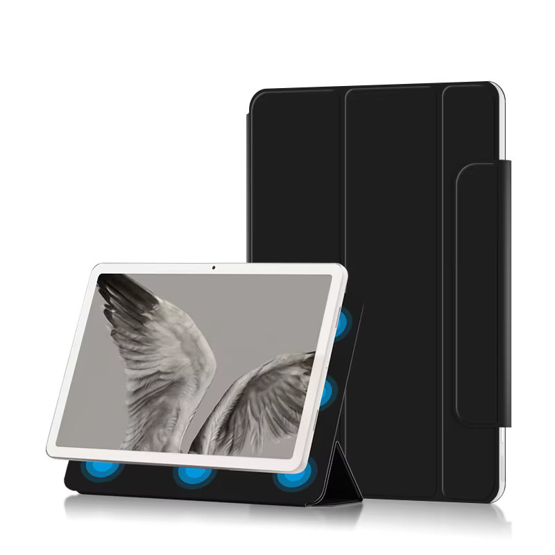 AJIUYU Smart Case für Google Pixel Tablet 2023, Magnetische Buch-Abdeckung aus PU-Leder, Schwarz - Bild 2