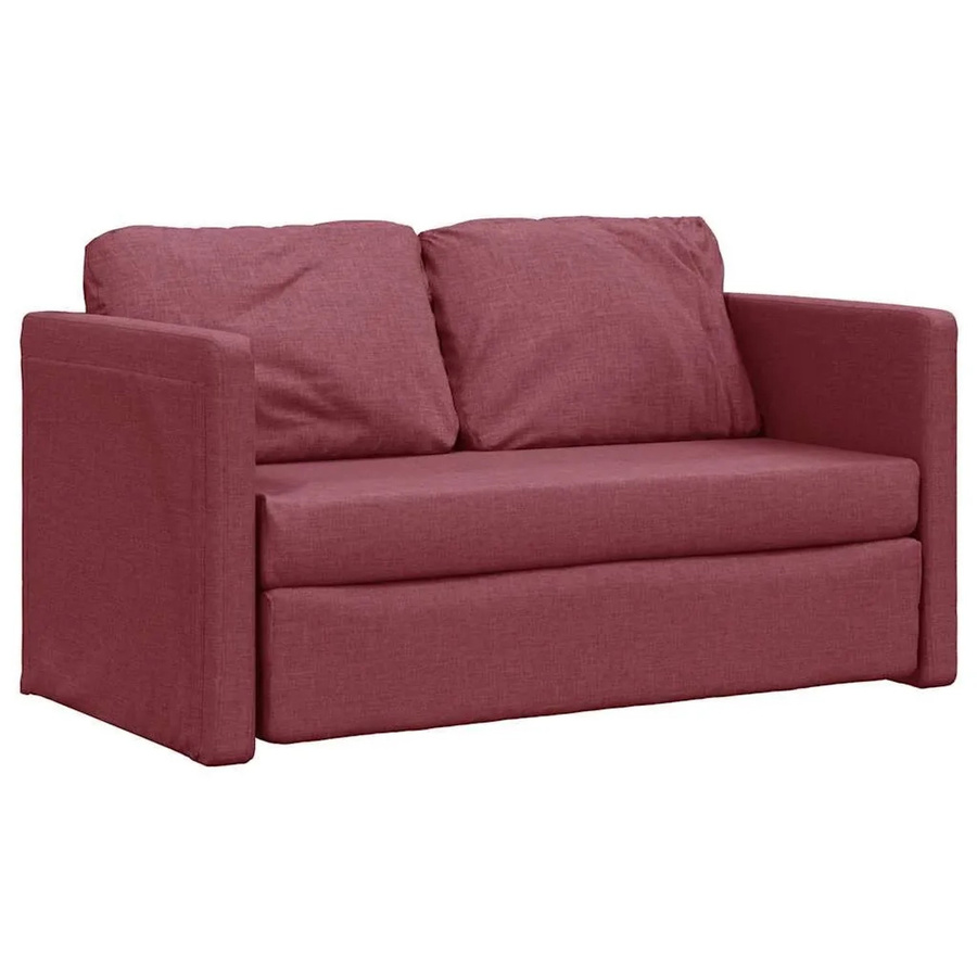 vidaXL Bodensofa mit Schlaffunktion in Weinrot aus Stoff und Metall, B/T/H: 174 x 112 x 55 cm - Bild 2