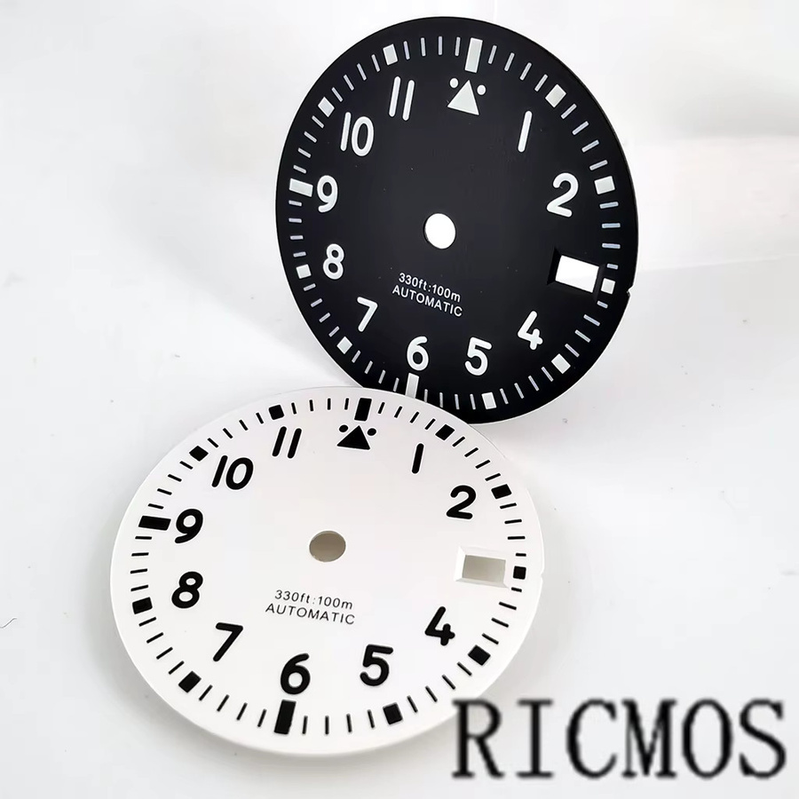 RICMOS Uhrenzifferblatt, 29 mm, grün, leuchtend, mit Datumsfenster - Bild 3