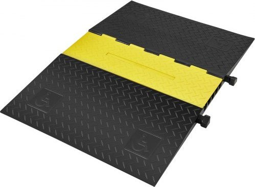 VEVOR 5-Kanal-Kabelschutzrampe aus Gummi in Schwarz-Gelb, B/T/H: 114,5 x 80 x 5 cm, Tragfähigkeit 10t pro Achse mit Anti-Rutsch-Design für Parkplätze und Außenbereiche - Bild 1