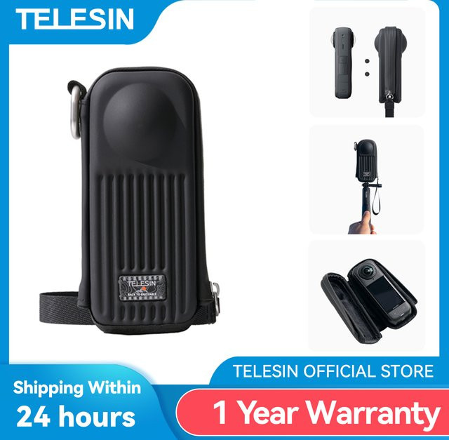 TELESIN Mini-Schutztasche für Insta360 X4 und X5 Kamera-Zubehör, grau, gebürstetes Design mit Schnellverschluss - Bild 1