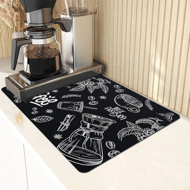 VIKAM Küchen-Abtropfmatte aus Kunststoff in Schwarz, wasserabsorbierende Unterlage für die Kaffeemaschine, Breite: 30,0 cm - Bild 1