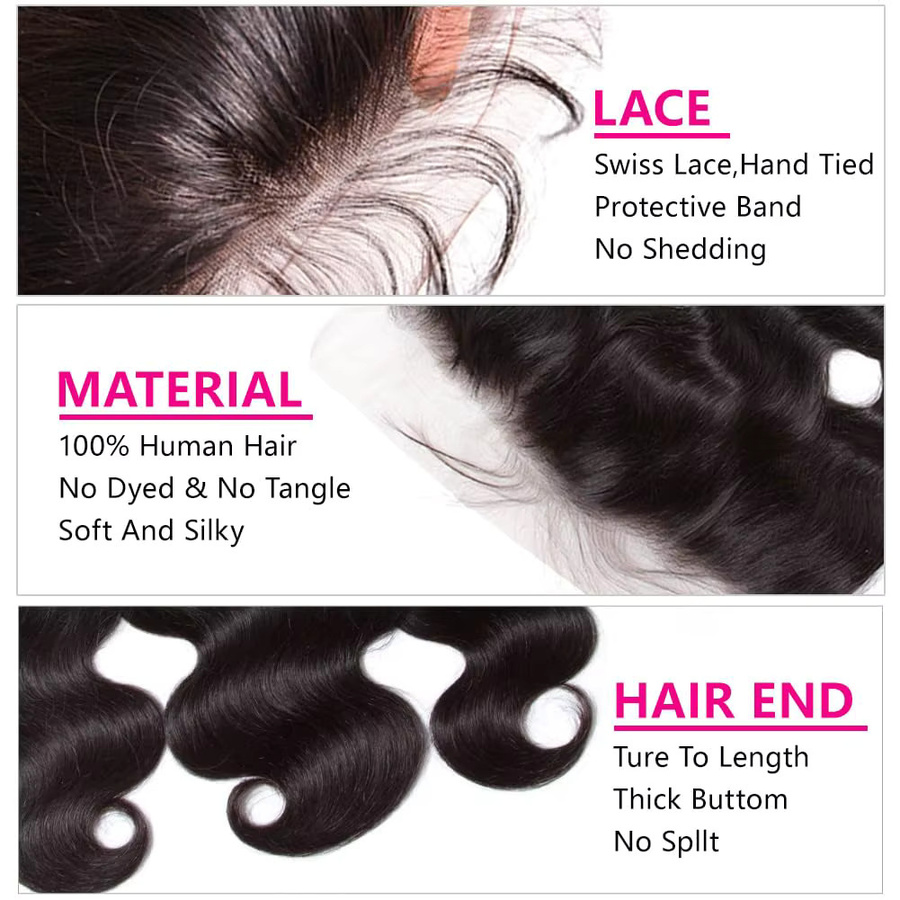 Lace Frontal Closure Body Wave Brasilianisches Echthaar, 13x4, Damen - Bild 3
