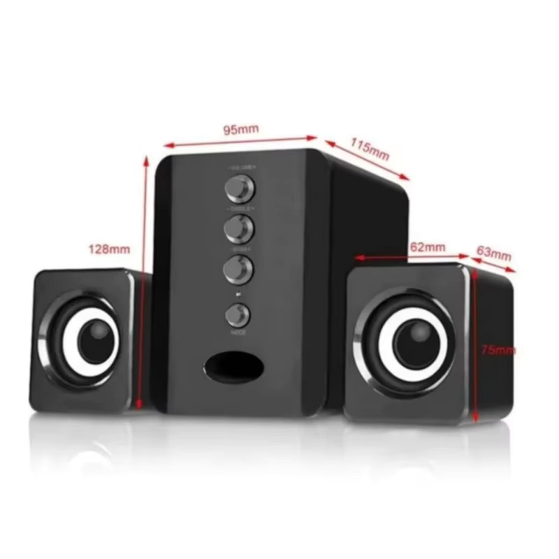 XIKCU Soundbar Stereo Lautsprecher mit USB-Anschluss und Bass-Subwoofer in Schwarz - Bild 4