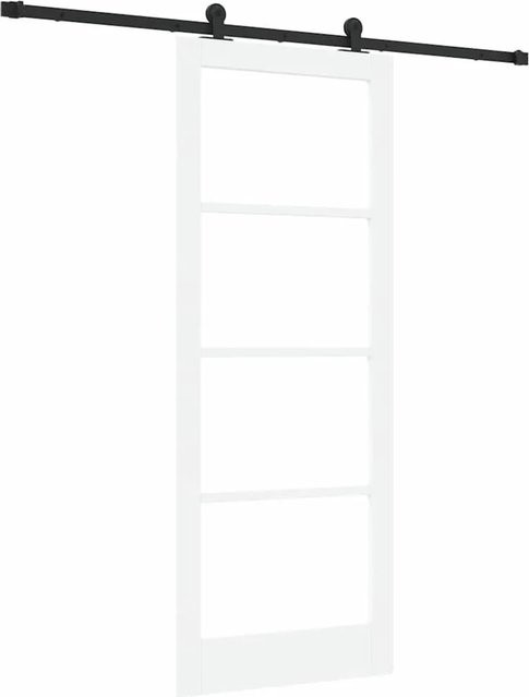 vidaXL Schiebetür ORKDAL in Weiß und Schwarz mit Glas und Holz, B: 83 cm, H: 211 cm - Bild 1