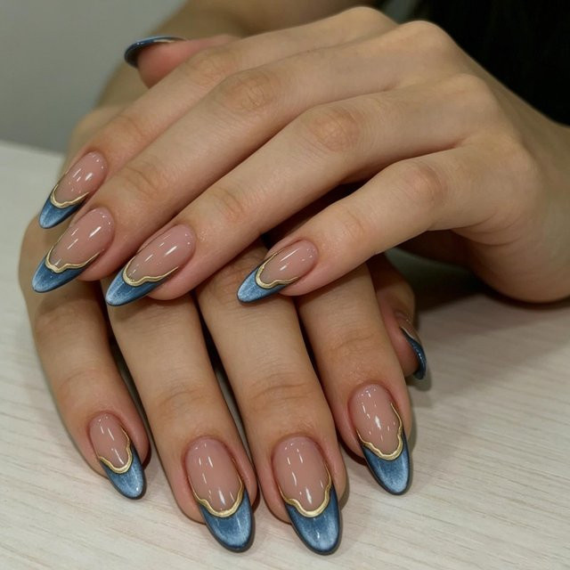Global Beauty Katzenaugen-Fingernägel, Mandelfarben, Glänzend, Unisex - Bild 1