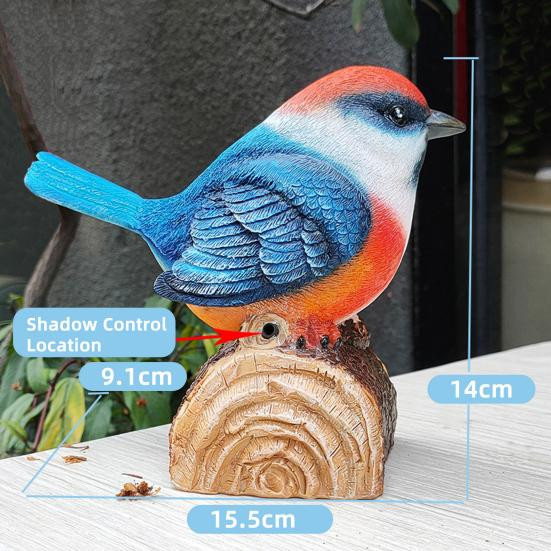 Dekoratives Vogelornament von Amusedly in Blau mit lichtausgelöstem Vogelgeräusch aus Harz - Bild 2