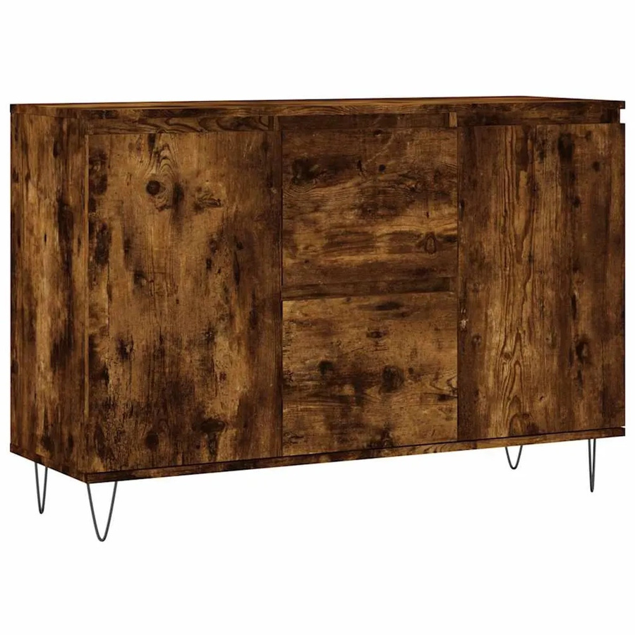 vidaXL Sideboard Räuchereiche in Braun aus Holzwerkstoff und Eisen, B/T/H: 101,5 x 35 x 70 cm - Bild 2