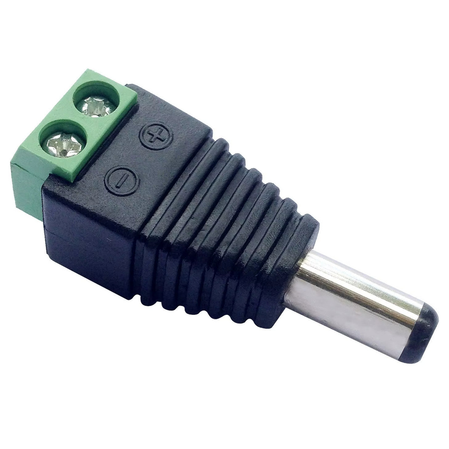 DC-Hohlstecker Adapter Set mit Stecker und Buchse, 12 V, 2,1 x 5,5 mm, Schwarz, für CCTV-Überwachungskameras, LED-Streifen und Sicherheitssysteme - Bild 2