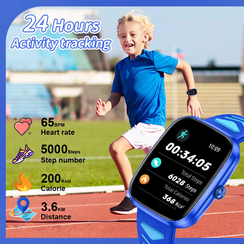 LIGE Kinderspiel-Smartwatch in Blau mit Touchscreen, Puzzlespielen, Schrittzähler, Wecker und Taschenrechner - Bild 4