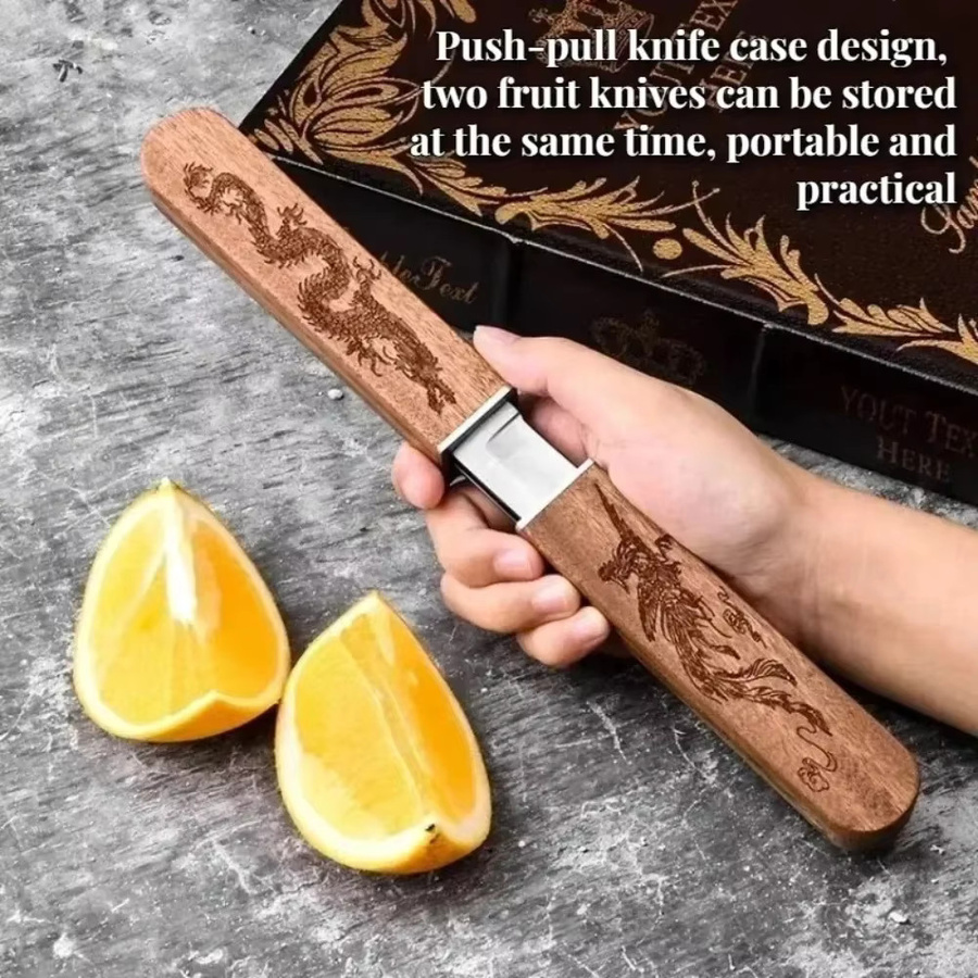 PLYS 2-in-1 Multifunktions-Taschenmesser mit zweischneidiger Klinge und Holzgriff in Braun - Bild 2