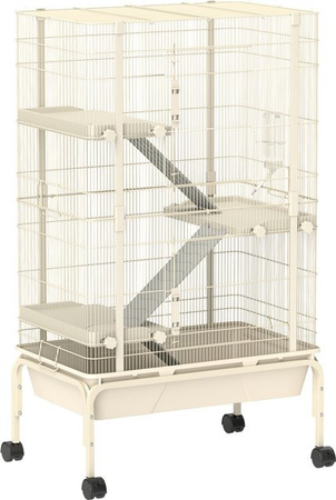 PawHut Kleintierkäfig beige mit Zubehör und 3 Rampen, B/H/L: 44 x 120 x 69 cm, von Aosom