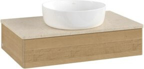 V&B Waschtischunterschrank Antao ohne Frontstruktur mit Beleuchtung in Honey Oak, B/T/H: 80 x 50 x 19 cm - Bild 1